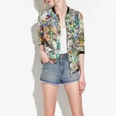 zara ZARA(ザラ) フラワー パターン シフォン ブルゾン ジャケット M