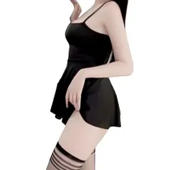 [FUPUONE] 女装ルーム着 大きいサイズ ワンピース 男の娘 室内着 (JP, アルファベット, L, ブラック) [ブラック] [L]