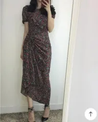 31 ファッション 花柄 シフォンシャーリング ロングワンピース 出品