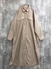 美品 RETRO GIRL レトロガール オーバーサイズ ポケット 長袖 シャツ ワンピース sizeM/ベージュ ■◇ レディース