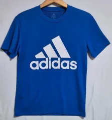 実寸 M) adidas アディダス ブルー 機能性 半袖Tシャツ