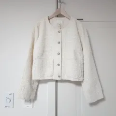 H&M アイボリー ツイードジャケット