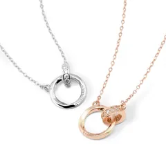 【新品】 [Red string] ペアネックレス 大人向け カップル ブランド ネックレス お揃い ペアルック おしゃれ シンプル メンズ レディース リング おしゃれ プレゼント ギフト 記念日 (シルバーカラー×ピンクゴールドカラー) 1