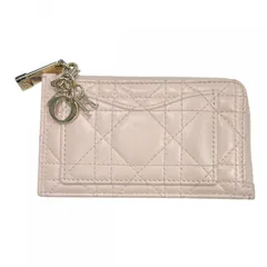 【中古】 Christian Dior クリスチャン・ディオール  Lady Dior Cosmos ジップ カードホルダー カードケース コインケース コンパクト財布 ピンク レディース26002738 SA