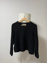 ZARA ザラ Vネック クロップド ニット ブラック L