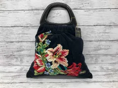 FEILER/ハンドバッグ/花柄刺繍/ブラック 
