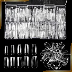 【新品】 JANLOFO ネイルチップ クリア つけ爪 500枚入り ネイルちっぷ ロング ネイル用品 ネイルチップ 長さだし 透明 ネイルアート 練習 (スクエア) 1