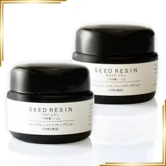【新品】 SEED RESIN プレミアム ノンサンディングベースジェル & ノンワイプトップジェル 12g×2本セット (プロ仕様/セミハードジェル) 長持ち 拭き取り不要/クリア 艶 (日本製/UV LEDライト対応) ジェル ネイル (シードレジン) 0