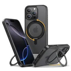 NIMASO iPhone 16 Pro Max 用 ケース 縦横両対応 360°回転スタンドケース MagSafe対応 携帯スマホケース リングマグネット搭載 カバー いPhone 16 Pro Max 対応 ワイヤレス充電対応 マット感  c6e991ec