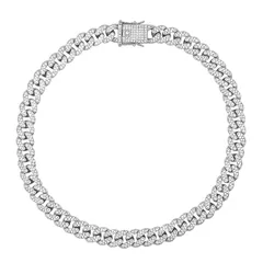 【新品】 [Takeda Jewelry] アイスアウト キューバチェーンネックレス メンズ ラインストーン シルバー 幅14mm ヒップホップ系 ストリートファッション アクセサリー ギフト対応 長さ40/45/50/55/60cm (40cm)のサムネイル