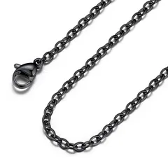 【新品】 [Silvora] ネックレス レディース チェーンのみ つけっぱなし 金属アレルギー対応 あずきチェーン ステンレス メンズ ブラック 55cm 2mm 0