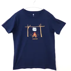 古着　mont-bell モンベル　キッズTシャツ　半袖　ネイビー系　紺色　オーガニックコットン　ネームタグ付き　ジュニア150㎝