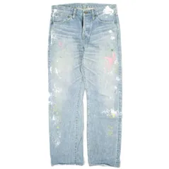 MUVEIL ミュベール 日本製 ペンキデニム フルレングス MA03FP014 38 Indigo 定価37,800円 ペイント ボタンフライ ジーンズ パンツ ボトムス g25942のサムネイル
