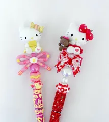 かわいいCOLORハローキティフィギュアボールペン ハンドメイドボールペン ビーズボールペン ボールペンデコレーション ファンデコレーション