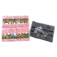 フェイラー FEILER ハンカチ セット まとめ 2点 ハンドタオル 花柄 アニマル柄 グレー ピンク