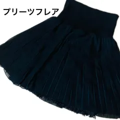 ハイウエスト　プリーツフレアミニスカート　レースインナー付き　ブラック　ウエストゴム　フリーサイズ