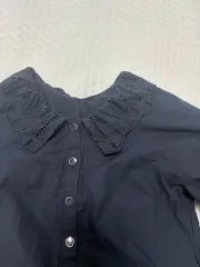 パンチング カラー ワンピース ネイビー