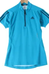 W ( L ) adidas(アディダス) 半袖 カラー Tシャツ ライトブルー 機能性 エクササイズ- 13A8F