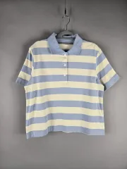 UNIQLO(ユニクロ) XL レディース ボーダー柄 カラー 半袖 Tシャツ