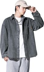 デニムシャツ ブラック Mサイズ/Lサイズ メンズ秋冬 デニム長袖シャツメンズルーズでシンプルなオールマッチシャツジャケットデニムジャケットラージサイズ A8001