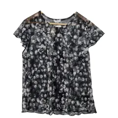 未使用 JPN 黒 ドット ブラウス LL ポリエステル ブレンド