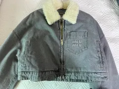 (夏季のみ) 販売) MIU MIU(ミュウミュウ) 刺繡 デニム ブルゾン ジャケット グレー