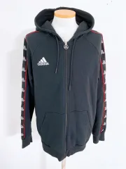 (本物) アディダスラインフード付きジップアップジャケット (メンズ) 100 ）