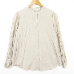 アースミュージック&エコロジー EARTH MUSIC & ECOLOGY シャツ ブラウス 長袖 綿 F ベージュ フリル kz14729