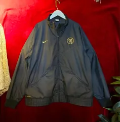 ナイキ(Nike) 黒金 斜めボーダー ウィンドブレーカー ジャケット サイズXL