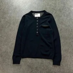 日本製 MHL. MARGARET HOWELL L/S Sweater マーガレットハウエル 長袖 ニット セーター ヘンリーネック ウール 100% 濃紺 レディース
