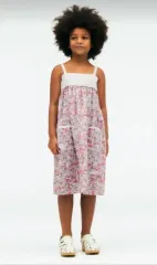 ザラキッズ フロント コンビ フラワー ミディ ワンピース 新品