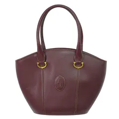 本物 カルティエ Cartier マストライン ハンドバッグ レザー ボルドー Must Line バッグ 中古・