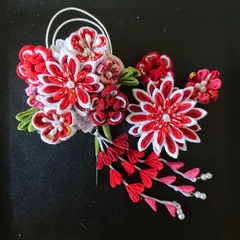 つまみ細工の髪飾りセット/赤系/成人式/結婚式/七五三/卒業式/入学式