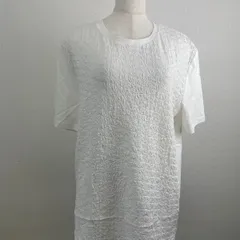 Tシャツ 白 半袖 シャーリング 異素材 トップス レディース シンプル カットソー　20250918-0004