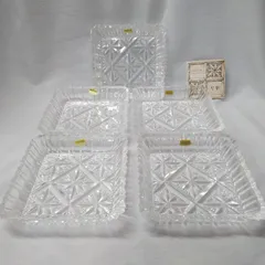 未使用 Noritake CRYSTAL ノリタケクリスタル 皿 角皿 正方形 クリスタル 5枚セット ガラス食器 U648