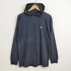 90s Champion チャンピオン プルオーバーパーカー スウェット 古着 VINTAGE USA製 ロゴ ワンポイント 刺繍 フーディー M ネイビー系 C821