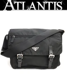 【広尾店】プラダ PRADA 三角ロゴ ショルダーバッグ メッセンジャーバッグ シングルポケット ナイロン 黒 【18799】