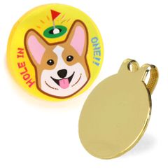 NARUSA Corgi Golf Marker, Yellow Fluorescent Acrylic, 3cm, with Base...