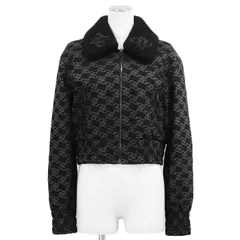【未使用】FENDI フェンディ ブルゾン 40 レディース FLF653 AGTZ 2021年製 ボア 取り外し可 カリグラフィー 総柄 リブ ロゴフャスナー ロゴプレート ストレッチ ラムレザー ジャケット アウター タグ付属 ブラック 黒 イタリア製のサムネイル