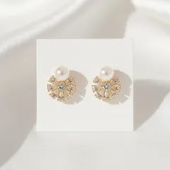 ❤︎24時間以内発送/全品2,000円以下❤︎【上品＆高見えイヤリング】ジルコニア　淡水パール　pearl blossom パール ビジュー　シルバー　 キラキラ　シンプル　通勤　通学　パーティー　結婚式　デイリー　セレモニー　痛くない　フォーマル　デイリー