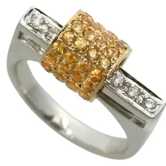 【本物保証】 鑑付 新品同様 リング 指輪 8.1g K18 天然サファイア メレサファイア 1.13ct メレダイヤ 0.15ct 13号 ノーブランド No brand