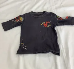 【90㎝】HYSTERIC MINIブラック七分袖Tシャツ