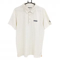 【超美品】アドミラル 半袖ポロシャツ 白×ベージュ ロゴ総柄 ボタンダウン メンズ XL ゴルフウェア Admiral