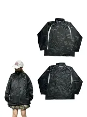 asics(アシックス) 黒 白 ロゴ ウインドブレーカー ジャケット L