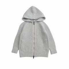 ■美品■Brunello Cucinelli ブルネロクチネリ パーカー サイズ4(キッズ) ジップアップ ニット スパンコール イタリア製 ブランド古着【中古】RA8668