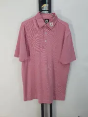 FootJoy(フットジョイ) 半袖 襟付きTシャツ ポロシャツ ストライプ ピンク L
