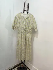 컴히얼 花柄 フラワー ロング丈ワンピース ドレス ロング丈 半袖ワンピース 3230