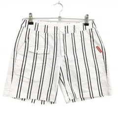 【美品】ルコックゴルフ ショートパンツ 白×黒 ストライプ  レディース 9 ゴルフウェア le coq sportif