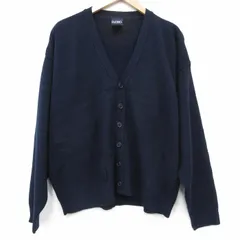 XL/古着 ピューリタン 長袖 ニット カーディガン メンズ 00年代 00s 無地 大きいサイズ アクリル 紺 26feb16