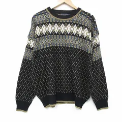 XL/古着 バンヒューセン 長袖 セーター メンズ 90年代 90s アクリル クルーネック 黒他 26feb16